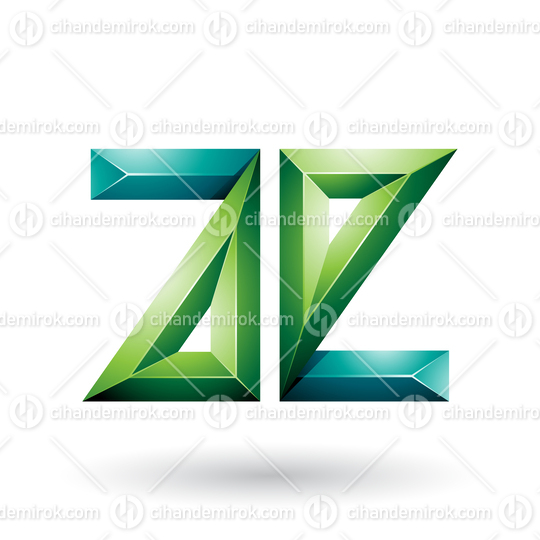 Light and Dark Green 3d Geometrical Embossed Letters A and E 