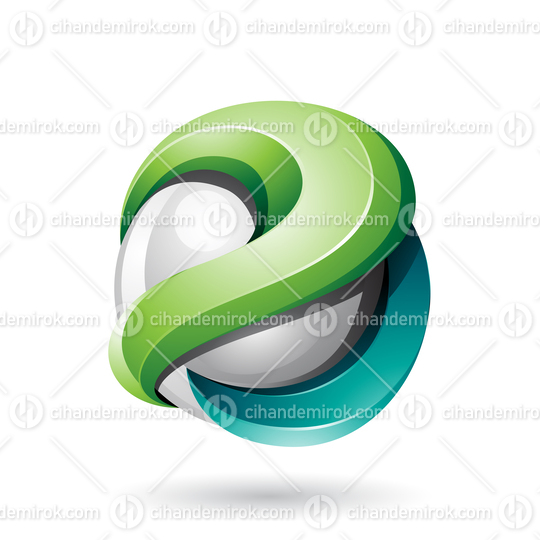 Light and Dark Green Bold Metallic Glossy 3d Sphere