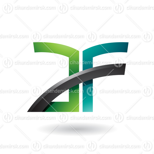 Light and Dark Green Dual Letter Icon of A and F