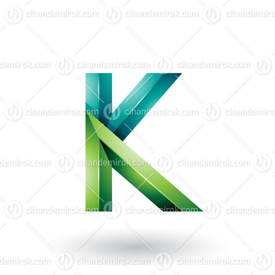 Light and Dark Green Glossy 3d Geometrical Letter K