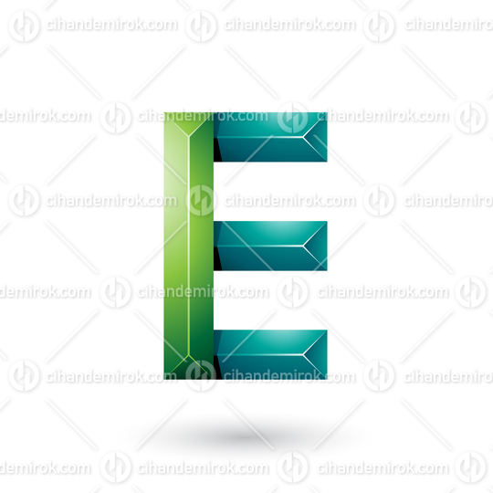 Light and Dark Green Pyramid Like Geometrical Letter E