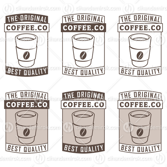 Line Art Paper Coffee Cup Icon with Text