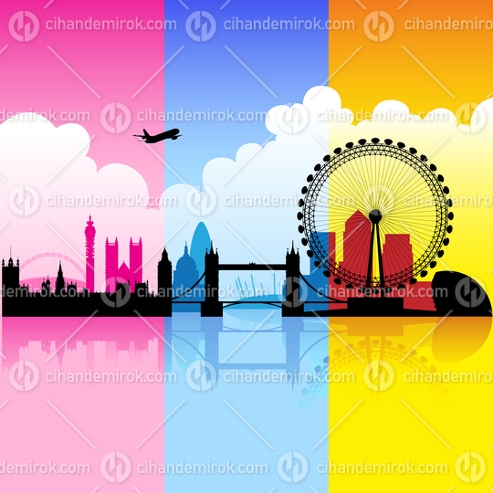 London Landmarks and Skyline Under Colorful Cloudy Skies
