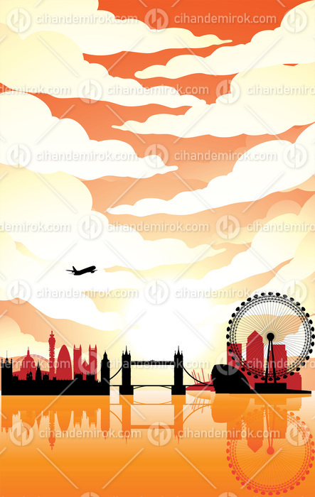 London Landmarks Under a Cloudy Sky During Sunset