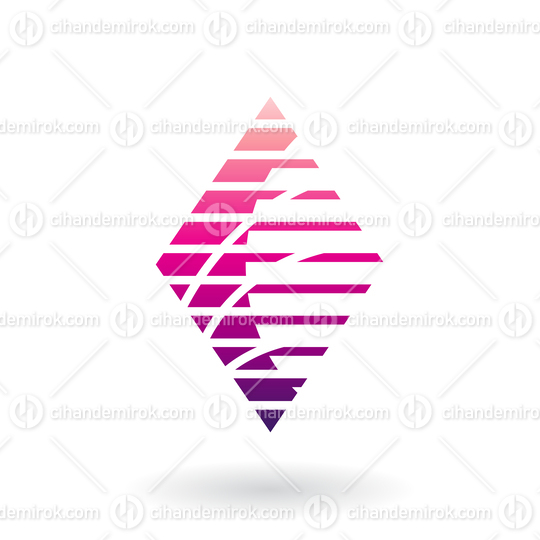 Magenta Abstract Diamond Shape with Thin and Thick Horizontal Stripes