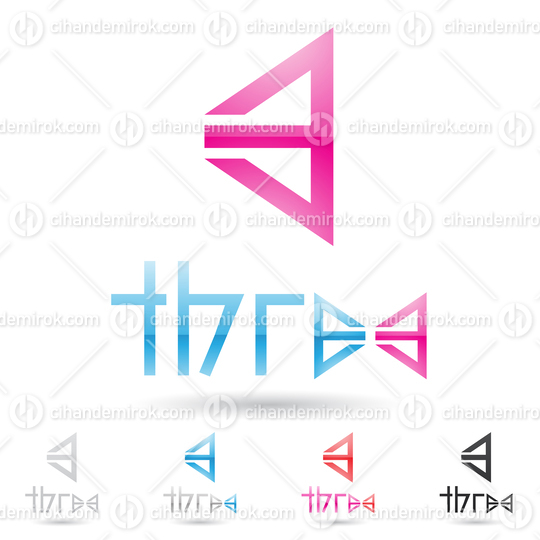 Magenta Abstract Logo Icon of an Angled Number 3
