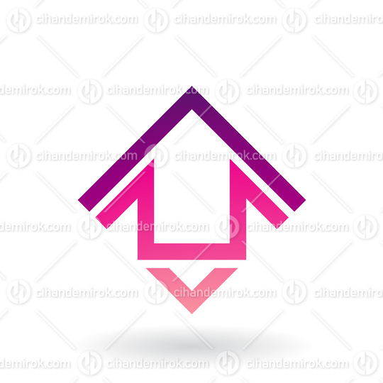 Magenta Abstract Square House Shape with Angled Lines