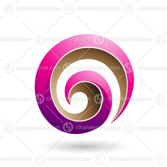 Magenta and Beige 3d Glossy Swirl Shape Vector Illustration