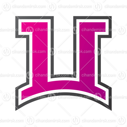 Magenta and Black Arch Shaped Letter U Icon