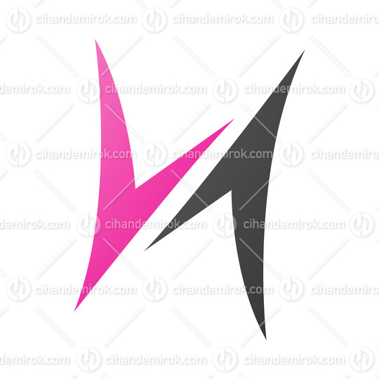 Magenta and Black Arrow Shaped Letter H Icon