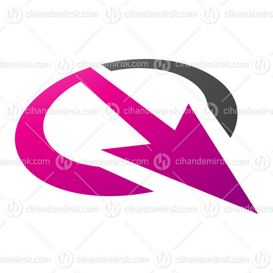 Magenta and Black Arrow Shaped Letter Q Icon