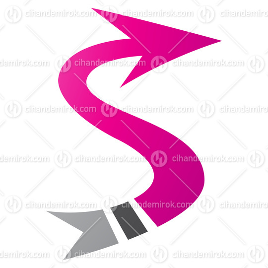 Magenta and Black Arrow Shaped Letter S Icon