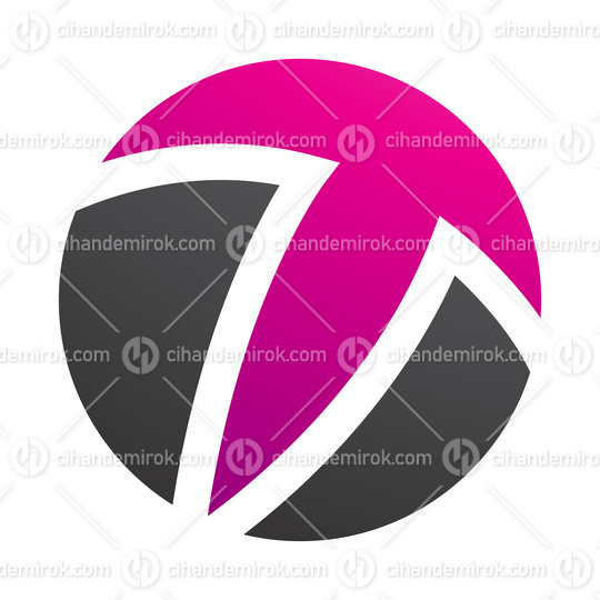 Magenta and Black Circle Shaped Letter T Icon