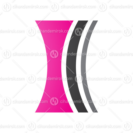 Magenta and Black Concave Lens Shaped Letter I Icon