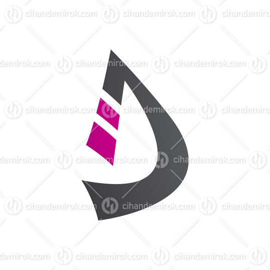 Magenta and Black Curved Strip Shaped Letter D Icon