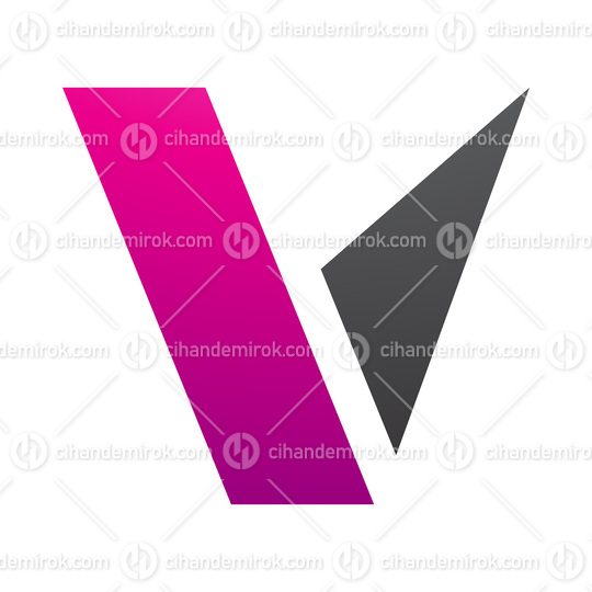 Magenta and Black Geometrical Shaped Letter V Icon