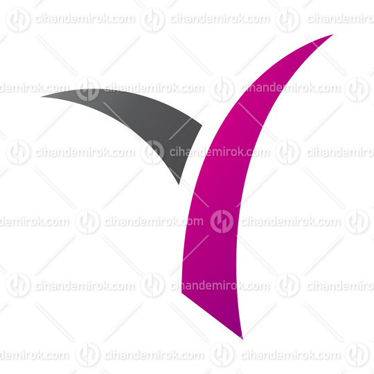 Magenta and Black Grass Shaped Letter Y Icon