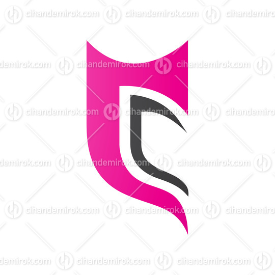 Magenta and Black Half Shield Shaped Letter C Icon