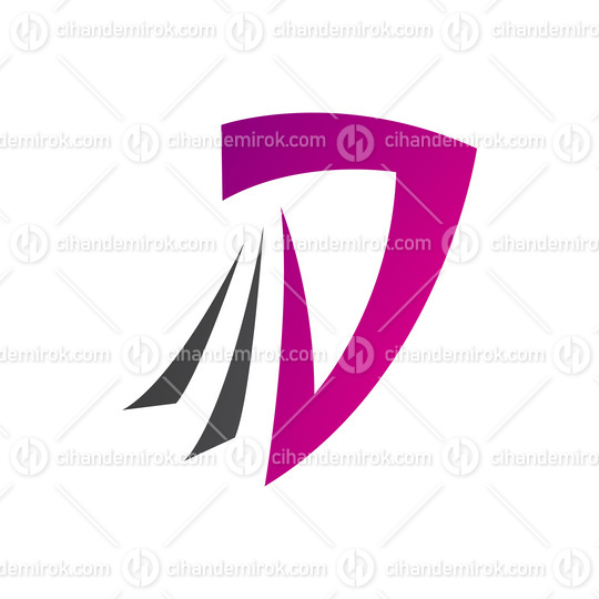 Magenta and Black Letter D Icon with Tails