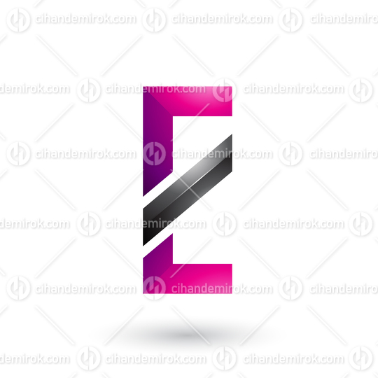 Magenta and Black Letter E with a Diagonal Line