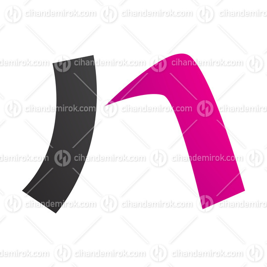 Magenta and Black Letter N Icon with a Curved Rectangle