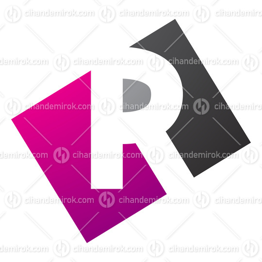 Magenta and Black Rectangle Shaped Letter R Icon
