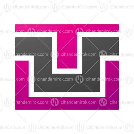 Magenta and Black Rectangle Shaped Letter U Icon