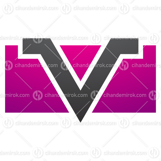 Magenta and Black Rectangle Shaped Letter V Icon