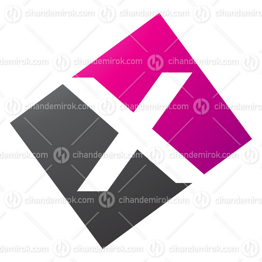 Magenta and Black Rectangle Shaped Letter X Icon