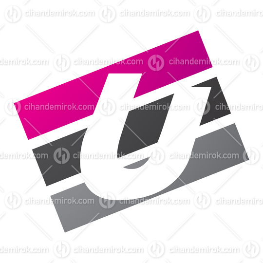 Magenta and Black Rectangular Shaped Letter U Icon
