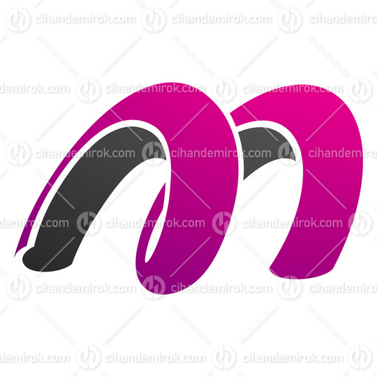 Magenta and Black Spring Shaped Letter M Icon