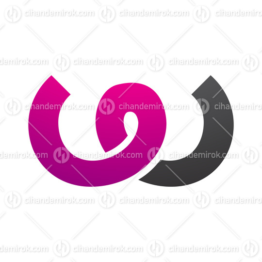 Magenta and Black Spring Shaped Letter W Icon