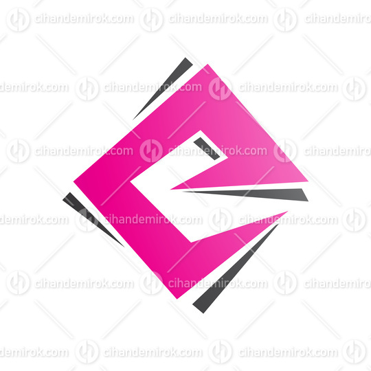 Magenta and Black Square Diamond Letter E Icon