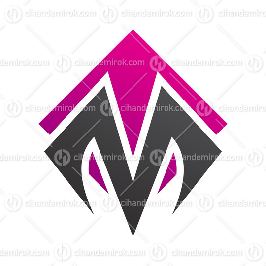 Magenta and Black Square Diamond Shaped Letter M Icon