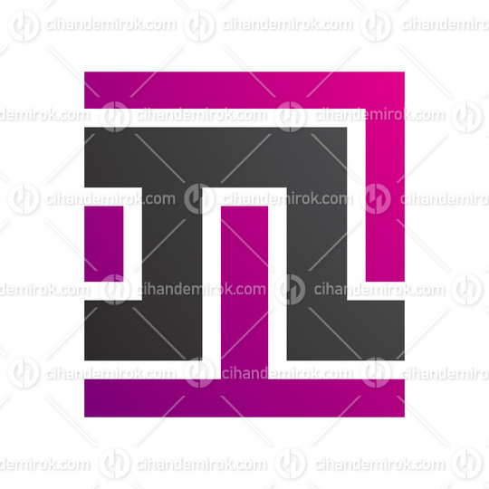 Magenta and Black Square Shaped Letter N Icon