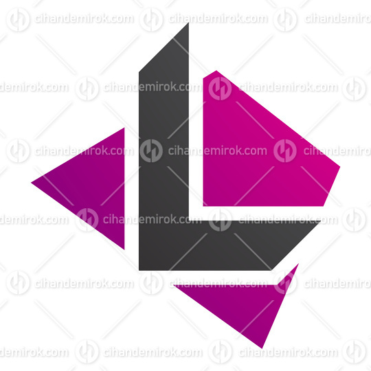 Magenta and Black Trapezium Shaped Letter L Icon