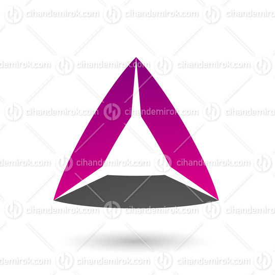 Magenta and Black Triangle with Bowed Edges Vector Illustration