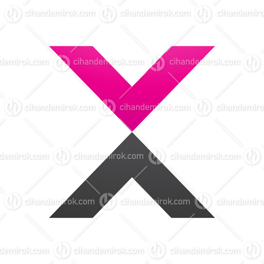 Magenta and Black V Shaped Letter X Icon