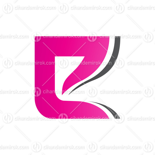 Magenta and Black Wavy Layered Letter E Icon