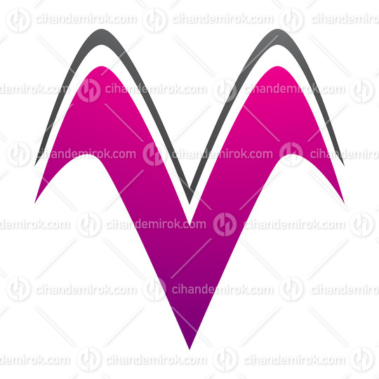 Magenta and Black Wing Shaped Letter V Icon