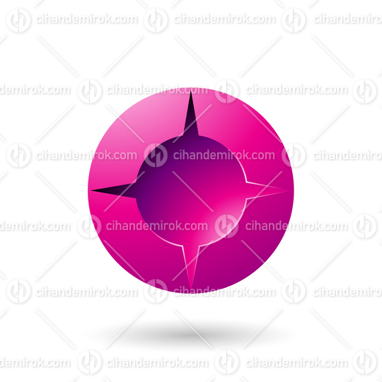 Magenta and Bold Shaded Round Icon Vector Illustration