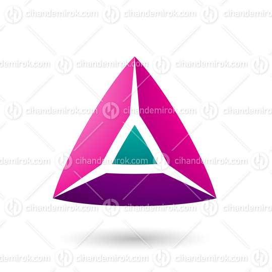 Magenta and Green 3d Pyramidical Shape Vector Illustration