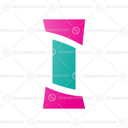 Magenta and Green Antique Pillar Shaped Letter I Icon