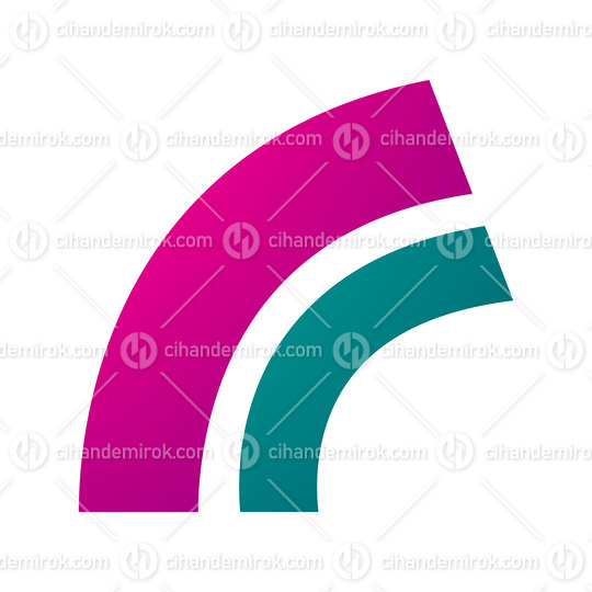 Magenta and Green Arc Shaped Letter R Icon