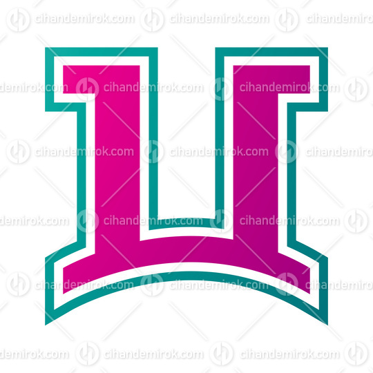 Magenta and Green Arch Shaped Letter U Icon