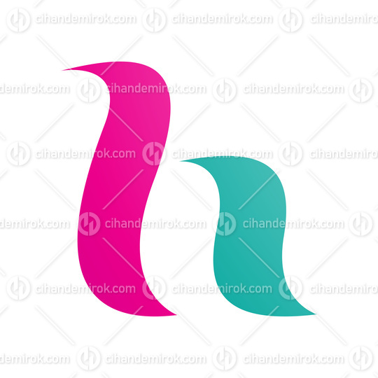 Magenta and Green Calligraphic Letter H Icon
