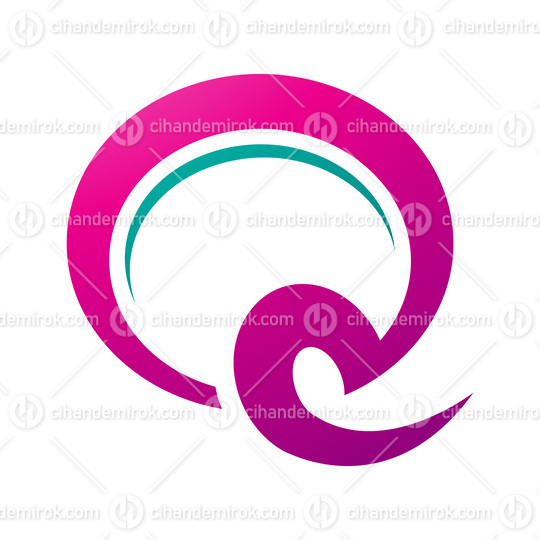 Magenta and Green Hook Shaped Letter Q Icon