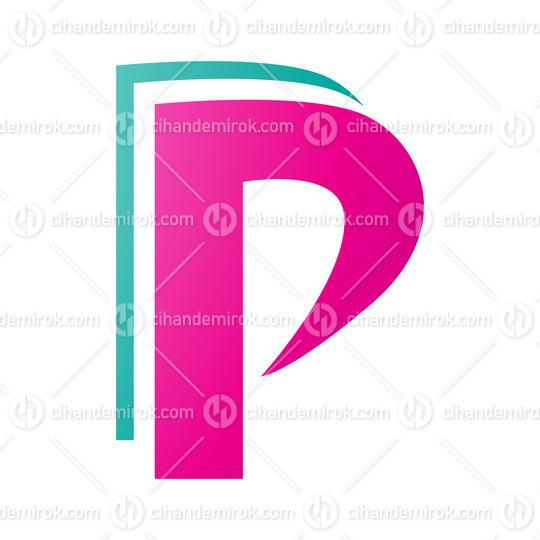 Magenta and Green Layered Letter P Icon
