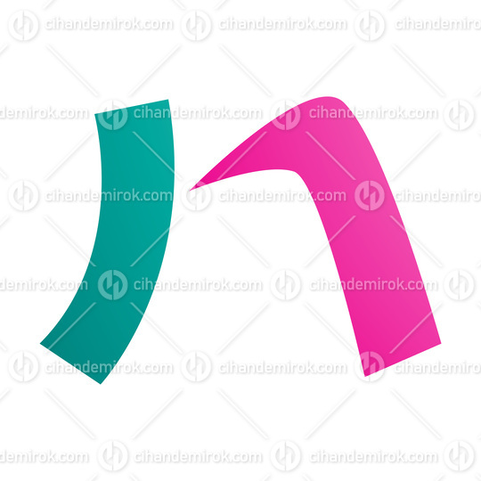 Magenta and Green Letter N Icon with a Curved Rectangle