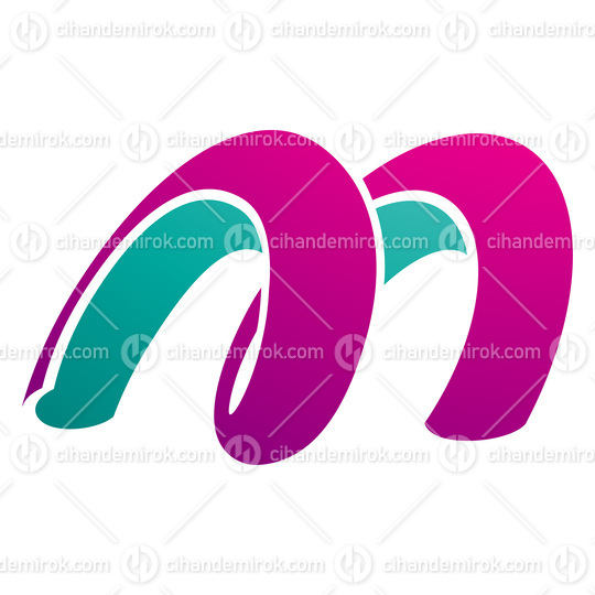 Magenta and Green Spring Shaped Letter M Icon